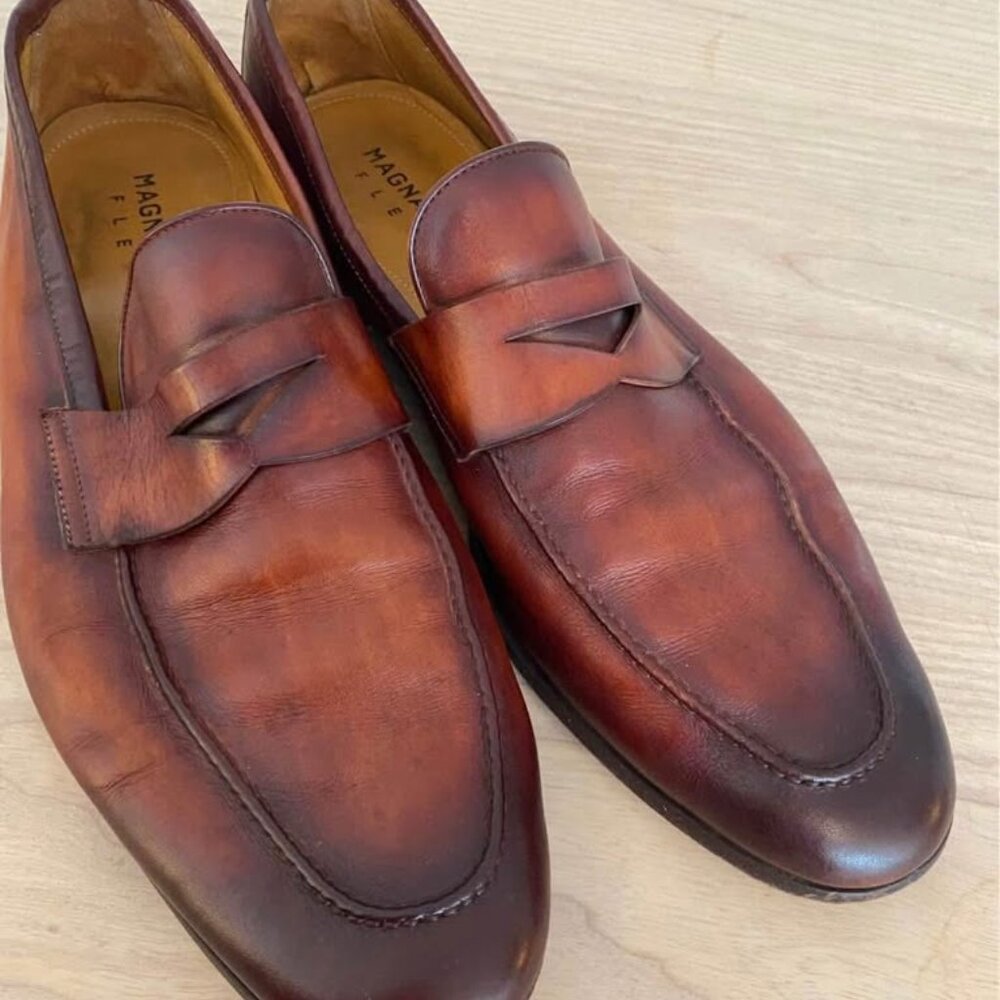 Magnanni Flex leather penny loafer shoes size 46